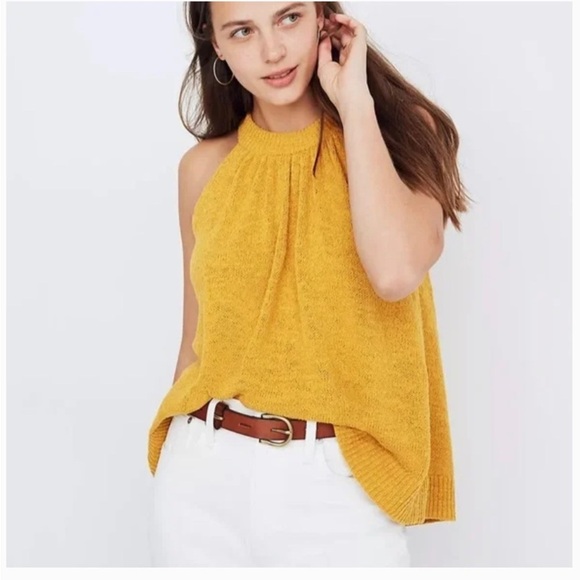 Madewell Tops - Madewell Gathered Neck Sweater Tank Mustard Yellow